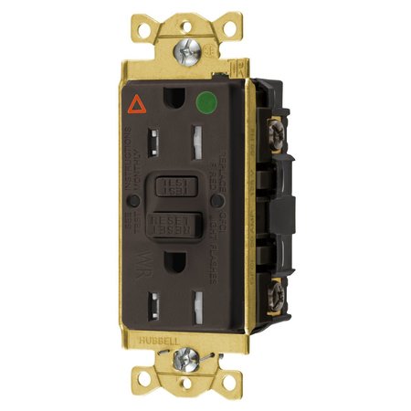 BRYANT GFCI Receptacles, Self Test, Tamper and Weather Resistant, 15A 125V, 2-Pole 3-Wire Grounding, 5-15R GFST82IG